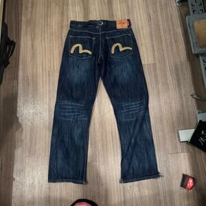 Vintage Evisu "EV Genes" Painted Seagull Jeans 34x34